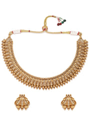 Gold Plated Studded Teample Necklace Set