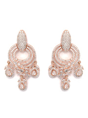 Elegant American Diamond Rose Gold Floral Drop Earring