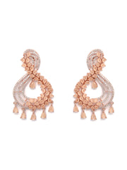 Contemporary Peach American Diamond Floral Drop Earrings