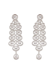 Elegant Halo Pattern American Diamond Jewellery Set with Maangtikka