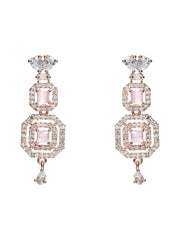 Pink Floral AD Rose Gold Plated Jewellery Set