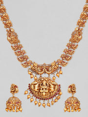 Gold Plated Godess Laxmi Pendant Necklace Set