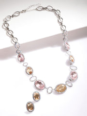 Rhodium-Plated Cherry and Golden Studded Multi-Color Rhinestones Embellished Necklace Set