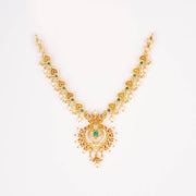 Gold classic pearl stone necklace set