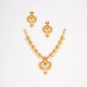 Gold classic pearl stone necklace set